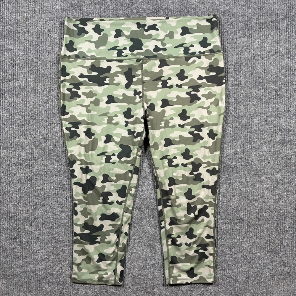 Reel Legends Elite Comfort Leggings Womens 1X Camo Capri Performance Activewear